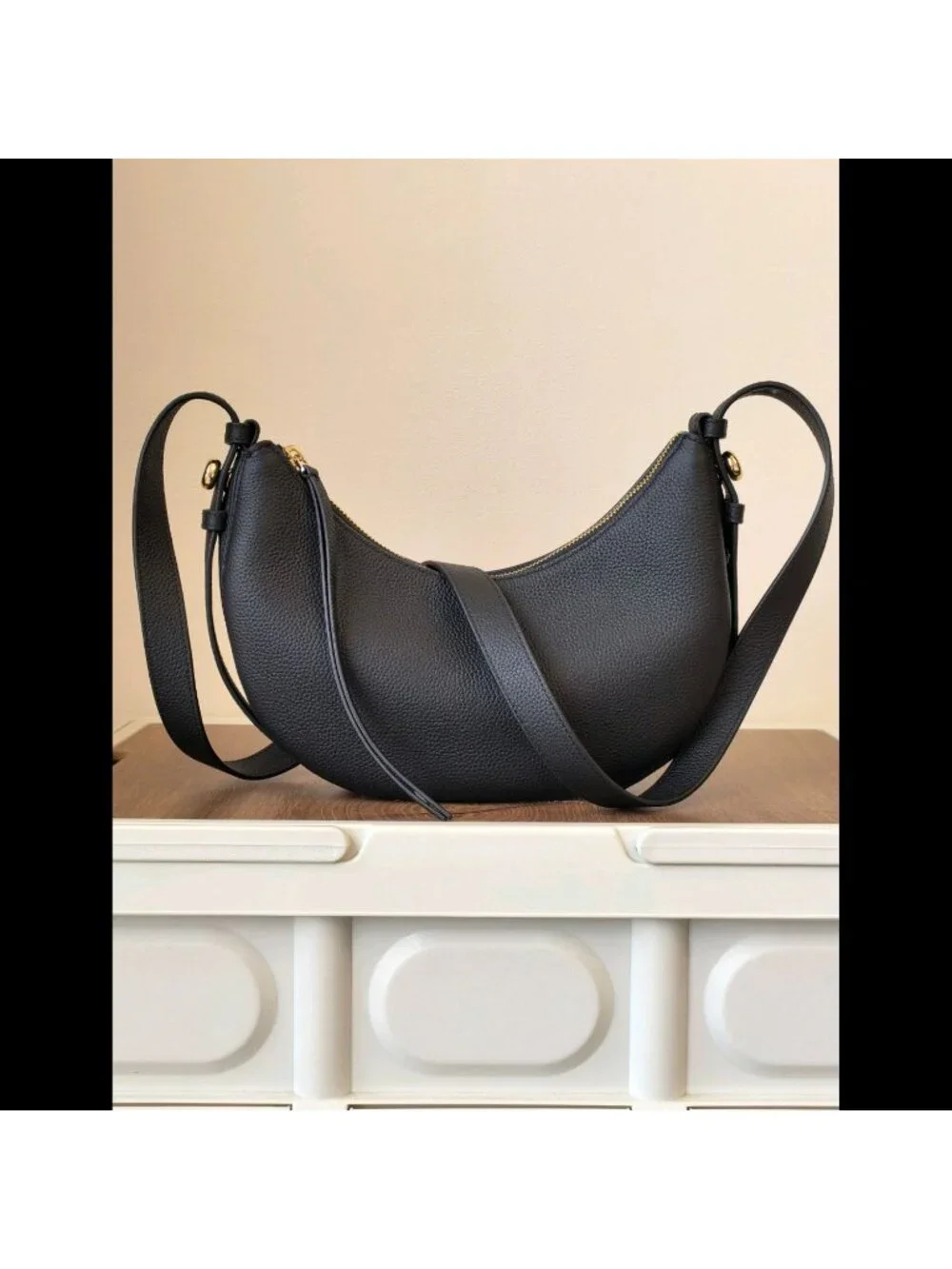 Tory Burch Romy Half Moon Shoulder Bag Black OS